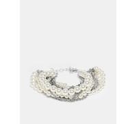 Reclaimed Vintage - Bracciale unisex a strati con perle argentato-Argento M-L