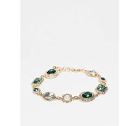 Reclaimed Vintage - Bracciale unisex dorato con pietre sintetiche verdi-Oro M-L