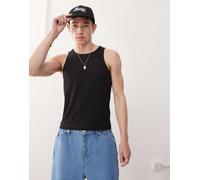 Reclaimed Vintage - Canotta nera a coste con scollo a vogatore-Nero L