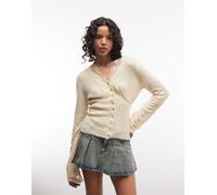 Reclaimed Vintage - Cardigan giallo burro con finiture in pizzo L