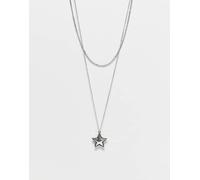 Reclaimed Vintage - Collana a 2 fili unisex argentata con ciondolo a stella-Argento One Size