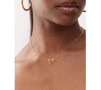 Reclaimed Vintage - Collana a catenina dorata con ciondolo a cuore rosso-Oro One Size