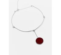 Reclaimed Vintage - Collana argentata unisex con ciondolo pendente rosso-Argento One Size