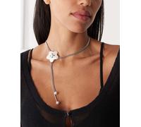 Reclaimed Vintage - Collana avvolgente con bottoni tonalità argento One Size