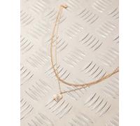 Reclaimed Vintage - Collana doppio filo a catenina con ciondolo a cuore color oro One Size
