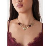 Reclaimed Vintage - Collana dorata con charm a cuore-Oro One Size