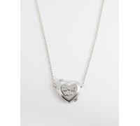 Reclaimed Vintage - Collana lunga tonalità argento con medaglione a forma di cuore a specchio One Size