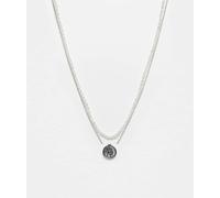 Reclaimed Vintage - Collana unisex a 2 fili argentata con ciondolo e perle-Argento One Size