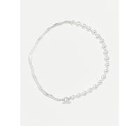 Reclaimed Vintage - Collana unisex a catenina tonalità argento con perle S-M