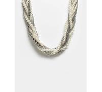 Reclaimed Vintage - Collana unisex a strati con catenina e perle argentata-Argento One Size
