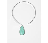 Reclaimed Vintage - Collana unisex girocollo con pietra verde pendente One Size