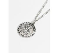 Reclaimed Vintage - Collana unisex in acciaio inossidabile color argento brunito resistente all'acqua con ciondolo di San Cristoforo One Size