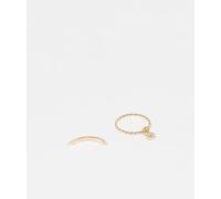 Reclaimed Vintage - Confezione da 2 anelli dorati con charm-Oro M/L