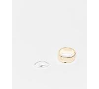 Reclaimed Vintage - Confezione di anelli unisex martellati in metallo misto argento e oro-Multicolore M/L