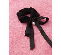 Reclaimed Vintage - Elastico per capelli con fiocco lungo e perla-Nero One Size