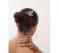 Reclaimed Vintage - Forcina per capelli color argento con fiore One Size