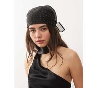 Reclaimed Vintage - Foulard in raso nero con strass applicati a caldo One Size
