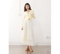 Reclaimed Vintage - Gonna midi stile western a balze bianco antico 36