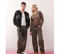 Reclaimed Vintage - Jeans unisex lavaggio marrone con gamba a cilindro-Grigio W32