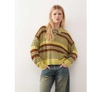 Reclaimed Vintage - Maglione stile polo oversize verde e marrone a righe M