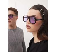 Reclaimed Vintage - Occhiali da sole aviatore unisex con bordi squadrati e lenti viola-Marrone One Size