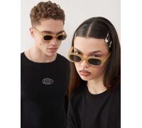 Reclaimed Vintage - Occhiali da sole unisex da festival slim verde ghiaccio con montatura rettangolare One Size