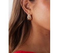 Reclaimed Vintage - Orecchini a cerchio spessi intrecciati dorati-Oro One Size