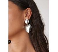 Reclaimed Vintage - Orecchini pendenti argentati a cuore-Argento One Size