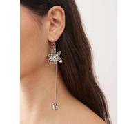 Reclaimed Vintage - Orecchini pendenti argentati con fiori-Argento One Size