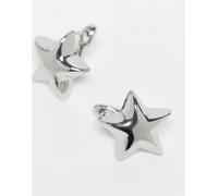 Reclaimed Vintage - Orecchini unisex a cerchio spessi a forma di stella argentati-Argento One Size