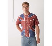 Reclaimed Vintage - T-shirt squadrata slim corta con stampa della Union Jack rossa-Rosso XL