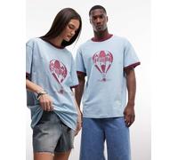 Reclaimed Vintage - T-shirt unisex oversize blu con stampa di mongolfiera e bordi a contrasto M