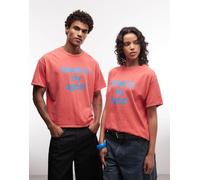 Reclaimed Vintage - T-shirt unisex squadrata oversize rossa con scritta Speak to my Agent-Rosso M