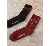 Reclaimed Vintage x Stranger Things - Confezione da 2 paia di calzini unisex neri e bordeaux-Multicolore One Size