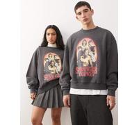 Reclaimed Vintage x Stranger Things - Felpa oversize unisex grigio slavato con stampa L