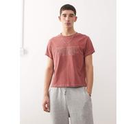 Reclaimed Vintage x Stranger Things - T-shirt squadrata rosso slavato con logo ricamato-Multicolore L