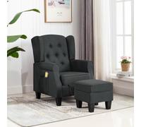 Recliner - Sedia per massaggi elettrici, con poufolstery, in tessuto grigio scuro, vibrazione a 6 punti, porta USB, controllo remoto, set moderno Living Room Furniture Set, max. 110 kg