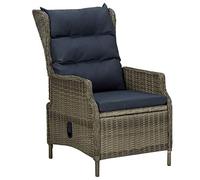 Reclining Garden Chair with Cushions in Brown Polyrattan, Adjustable Lounge Chair for Patio, Outdoor Relaxation, Durable PE Wicker and Powder Coated Steel Frame, Comfortable Sunbathing Seat