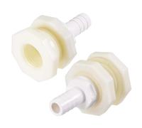 Recogwood 2 adattatori per paratia, connettore per serbatoio dell'acqua da 12 mm, spinati x G1/2 femmina in ABS per acquari, serbatoi, piscine, vasche da bagno, bianco