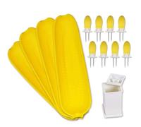 RECOIL Porta pannocchie, spiedini, porta-griffe doppie per barbecue, piatti per mais e kit spargi burro, include 8 supporti per pannocchie, 4 piatti per mais e spargi burro.