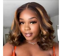 RECOOL Evidenzia parrucca capelli umani corpo sciolto parrucca corta Bob capelli umani Ombre parrucche corte Bob per donne nere 5x6 HD Parrucche senza colla Capelli umani Pre pizzicati nodi sbiancati
