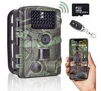 RecorCam Fototrappola WiFi 24MP 1296P con App, Rilevamento del Movimento a 120° Fototrappola Infrarossi Invisibili con Visione Notturna, Fotocamera Caccia per la Monitoraggio Della Fauna Selvatica