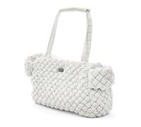 Record - Borsa per Cani e Gatti Cloud con effetto goffrato. Traportino per Cani con Maniglia imbottita per comfort e fondo rimovibile | Bianco, 37 x 19 x 26 cm