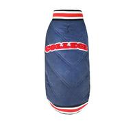 Record - Cappottino College per cani, trapuntato e imbottito. Cappottino con foro guinzaglio, chiusura in velcro e elastici regolabili per praticità. | Blu/Rosso, M - Lunghezza dorso 40 cm