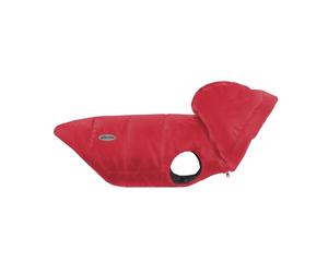 Record - Cappottino Dogmar per Cani. Impermeabile per cani in Stile Sobrio e Raffinato con Bande Catarifrangenti, Chiusura Regolabile e Foro Guinzaglio | Rosso, M