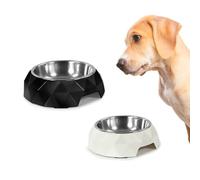 Record - Ciotola per Cani Diamond - Acciaio Inox e Melamina - Rimovibile - Dotata di Gommini Antiscivolo - Dimensioni: Ø 18 cm - Capacità 350 ml - Colore Bianco