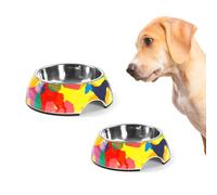 Record - Ciotola per Cani Doggies - Acciaio Inox e Melamina - Dotata di Gommini Antiscivolo - Grandezza Ø 22 cm - Capacità 700 ml - Fantasia con Sagome di Cani Multicolor