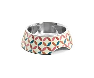 Record - Ciotola per Cani e Gatti Origami - Acciaio Inox e Melamina - Dotata di Gommini Antiscivolo - Dimensione: Ø 22 cm - Capacità 700 ml - Fantasia Geometrica Tondeggiante su Fondo Bianco