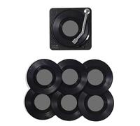 Record Coaster For Drinks - Pad Del Disco In Vinile Retrò, Protezione Per Tazze Anti -slip Resistente Al Calore | Musica Vintage Musica Audio Guardia Porta Respuzzino Resto Round Piastrella Base Sauce