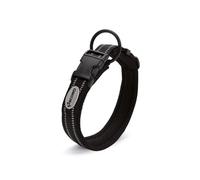 Record - Collare Cane Ande - Realizzato in Nylon Resistente - Dettagli Catarifrangenti - Clip di Chiusura in Plastica - Colore Nero - Taglia M - 2 cm - Circonferenza 40-45 cm